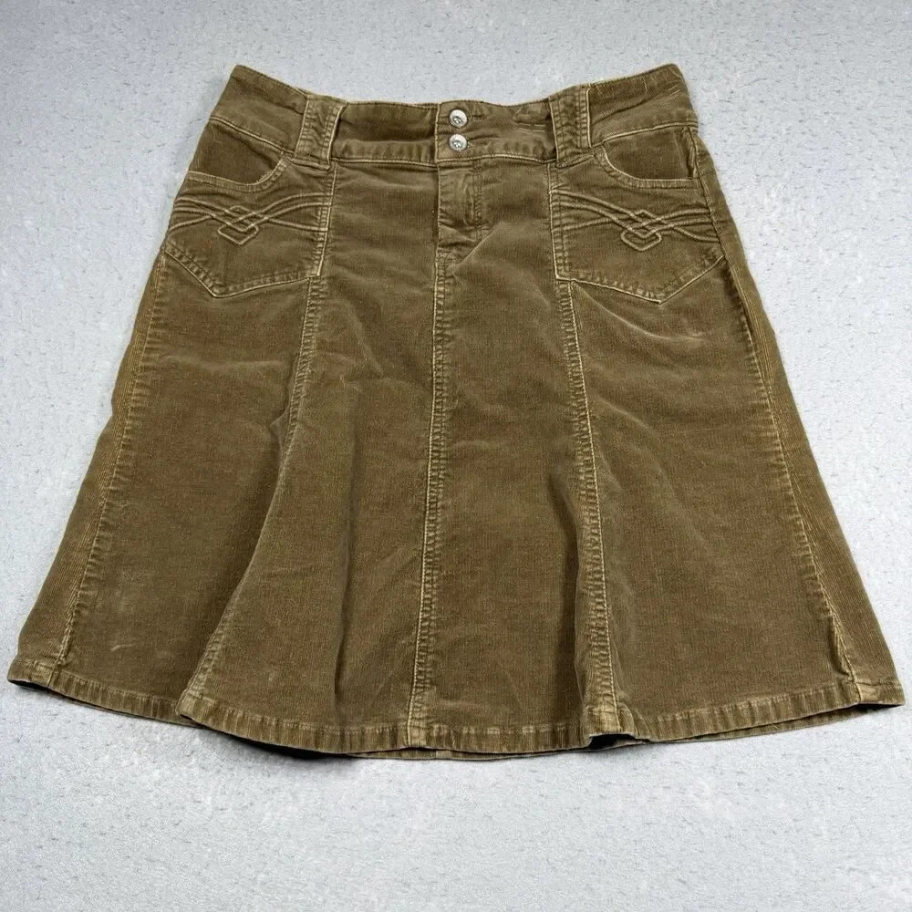 Rewind Corduroy Skirt Womens Size 11 Brown Juniors Short Flare Vintage Fairy